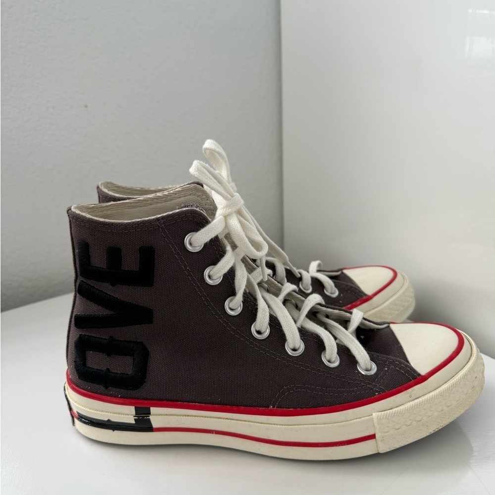 Converse Charcoal High-Tops with Red Heart Accent - Picture 5 of 8